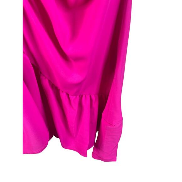 Le Superbe Waikiki Ruched Ruffle Mini Dress Keyhole Neck Flutter Sleeve Pink 2 - Picture 8 of 16